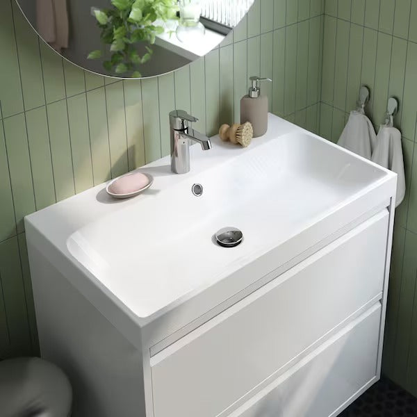 New BACKSJÖN Wash-basin with water trap, white, 80x48 cm