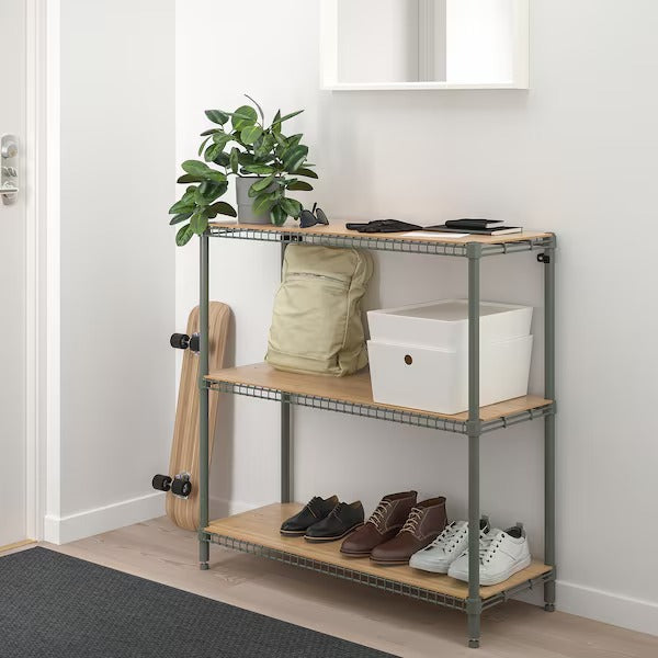 OMAR 1 shelf section, grey-green bamboo, 92x36x94 cm