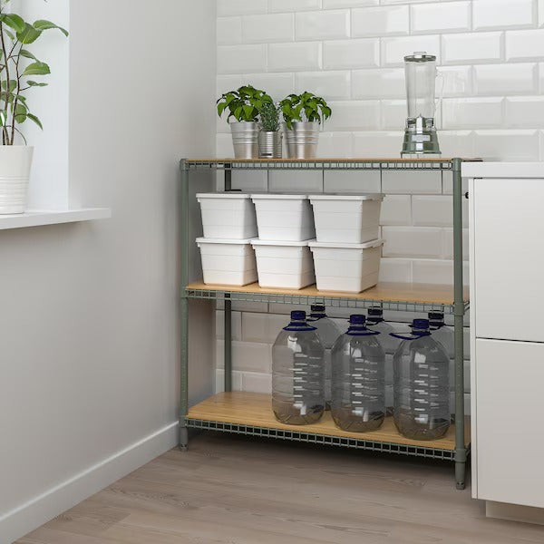 OMAR 1 shelf section, grey-green bamboo, 92x36x94 cm