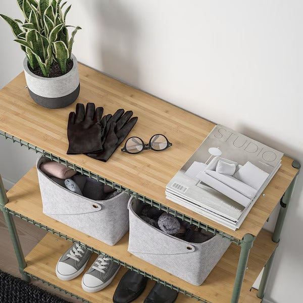 OMAR 1 shelf section, grey-green bamboo, 92x36x94 cm