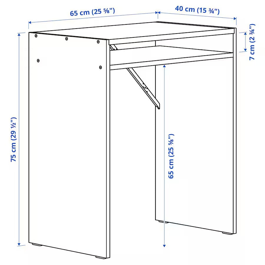 TORALD Desk, white, 65x40 cm