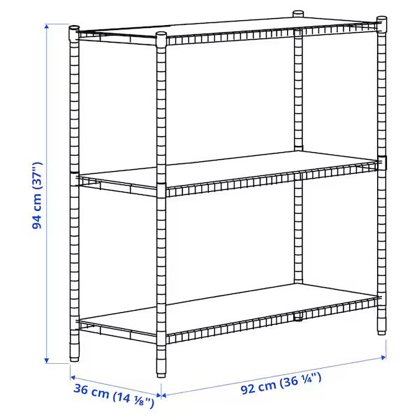 OMAR 1 shelf section, grey-green bamboo, 92x36x94 cm