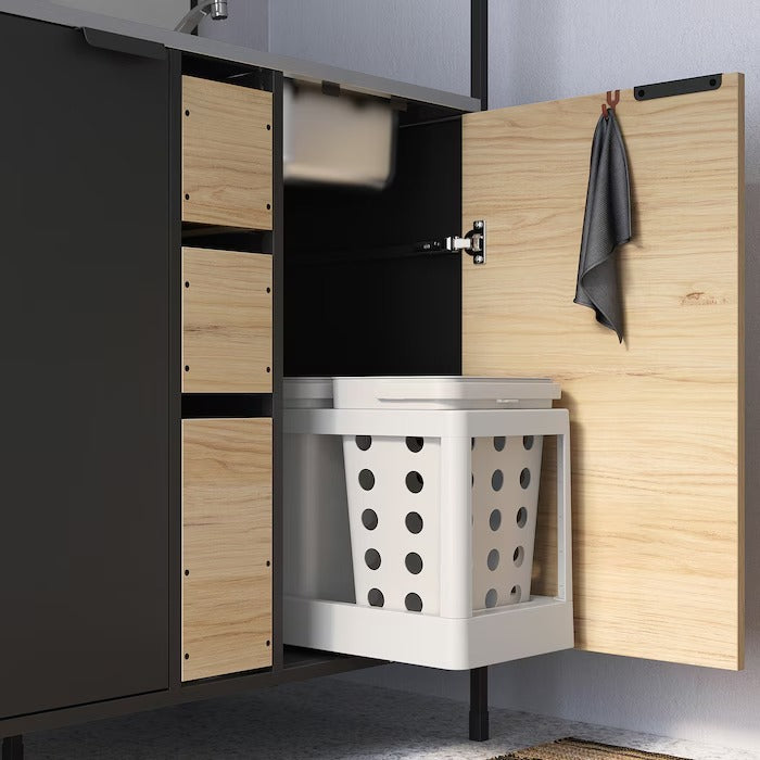 ÄSPINGE Kitchenette, black/ash, 120x60x202 cm