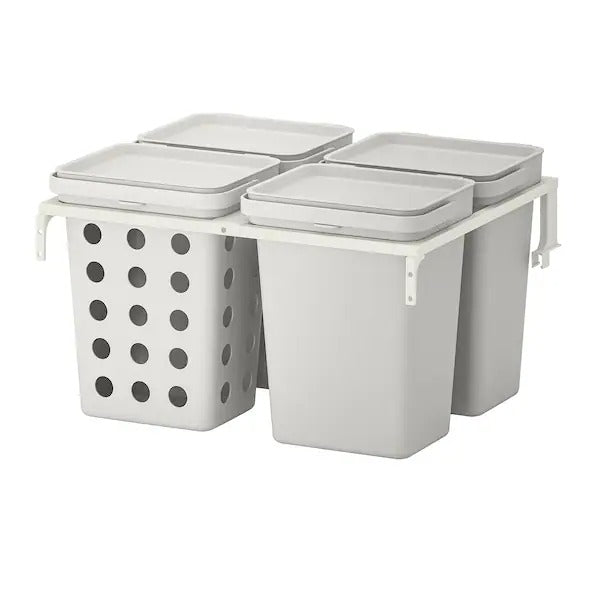 HÅLLBAR Waste sorting solution, for METOD kitchen drawer ventilated/light grey, 40 l