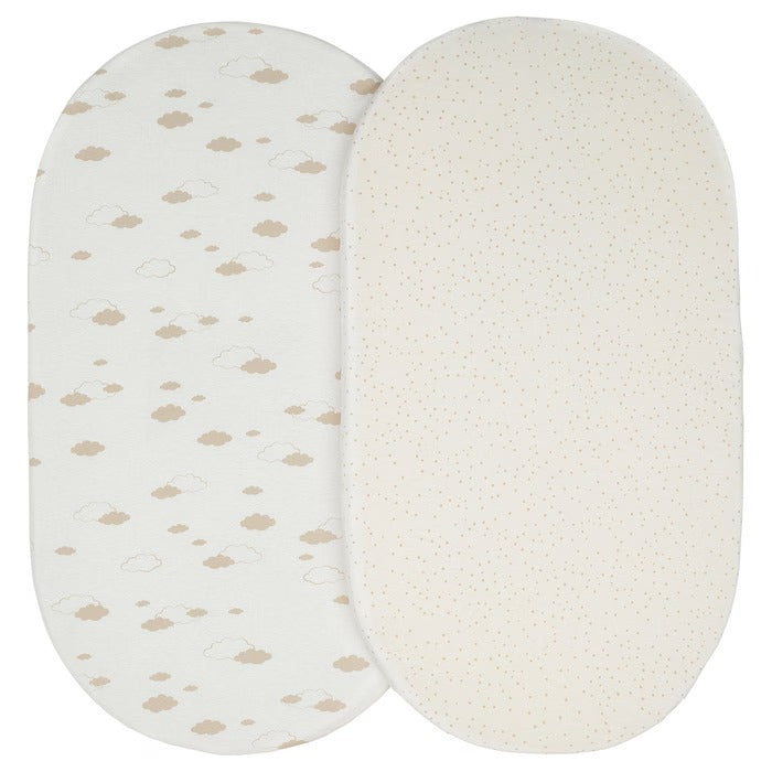 ÄLSKVÄRD Fitted sheet for bassinet, clouds/dots/off-white, 41x75 cm