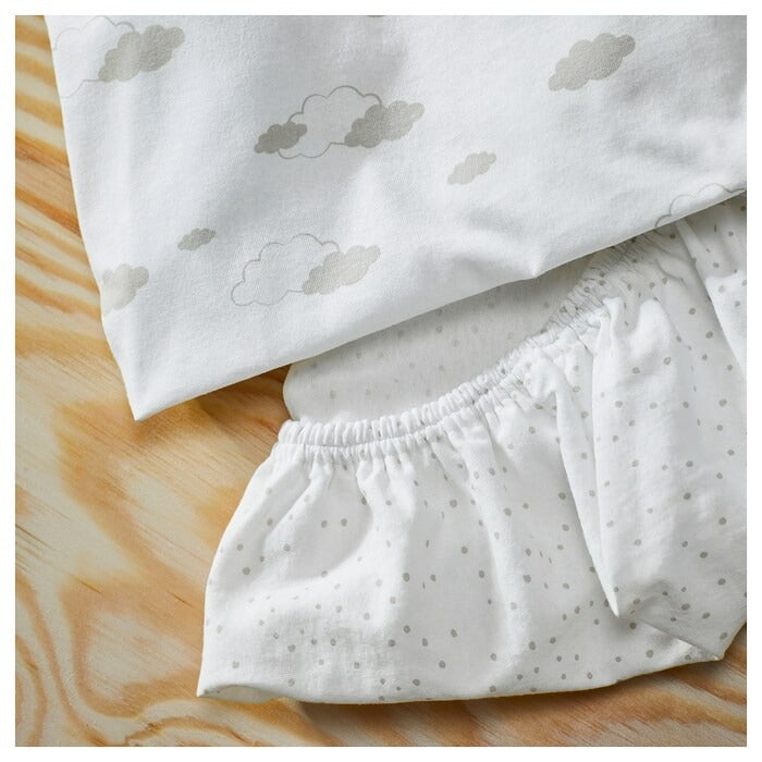 ÄLSKVÄRD Fitted sheet for bassinet, clouds/dots/off-white, 41x75 cm