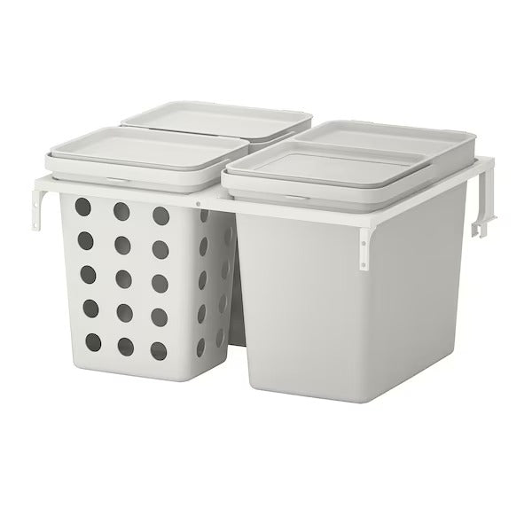 HÅLLBAR Waste sorting solution, for METOD kitchen drawer ventilated/light grey, 40 l