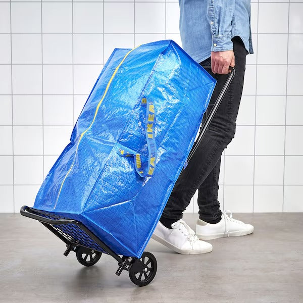 RULLEBÖR / FRAKTA Trolley with trunk, black/blue