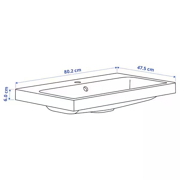 New BACKSJÖN Wash-basin with water trap, white, 80x48 cm