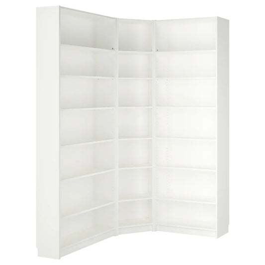 BILLY Bookcase corner comb w ext units, white, 136/136x28x237 cm