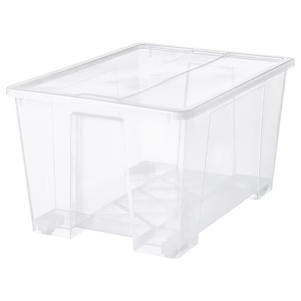 SAMLA Box with lid, transparent, 57x39x28 cm/45 l