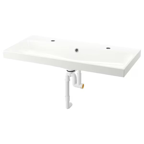 New BACKSJÖN Wash-basin with water trap, white, 80x48 cm