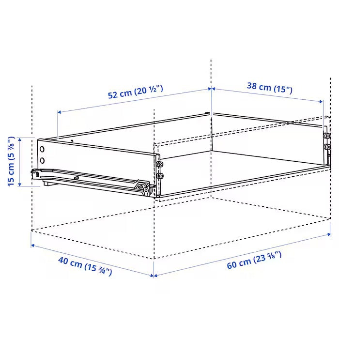 KONSTRUERA Drawer without front, white, 15x40 cm