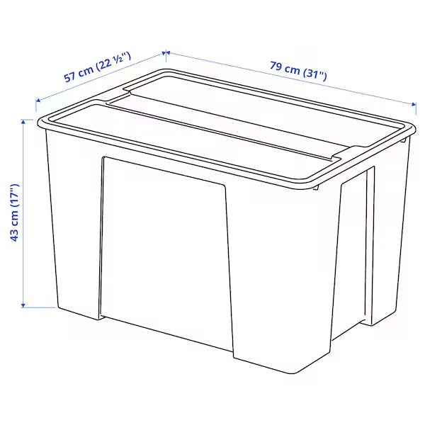 SAMLA Box with lid, transparent, 57x39x28 cm/45 l