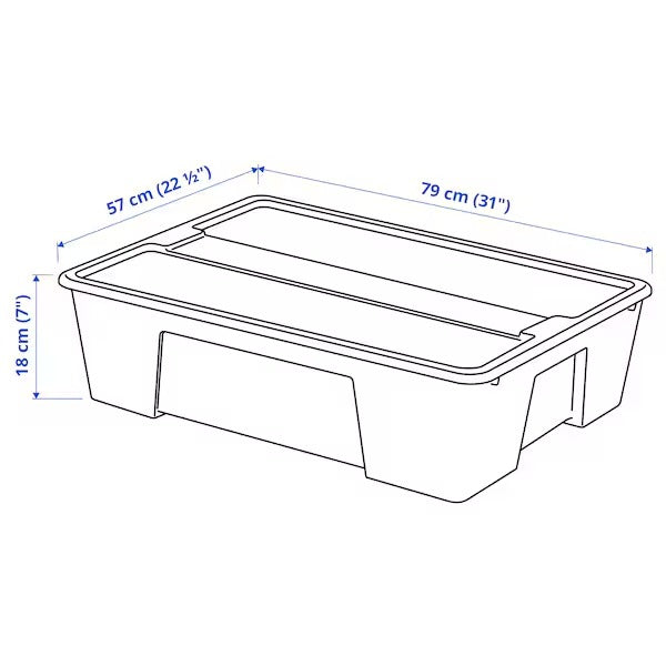 SAMLA Box with lid, transparent, 57x39x28 cm/45 l