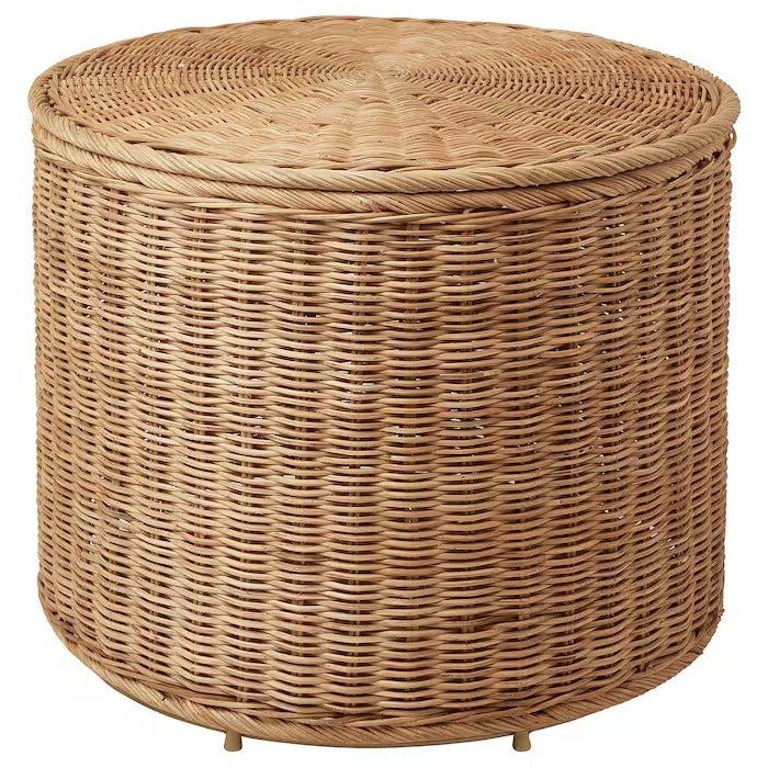 TOLKNING Pouffe with storage, handmade rattan