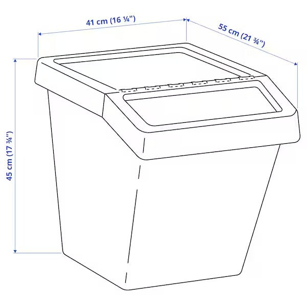 SORTERA Waste sorting bin with lid, white, 60 l