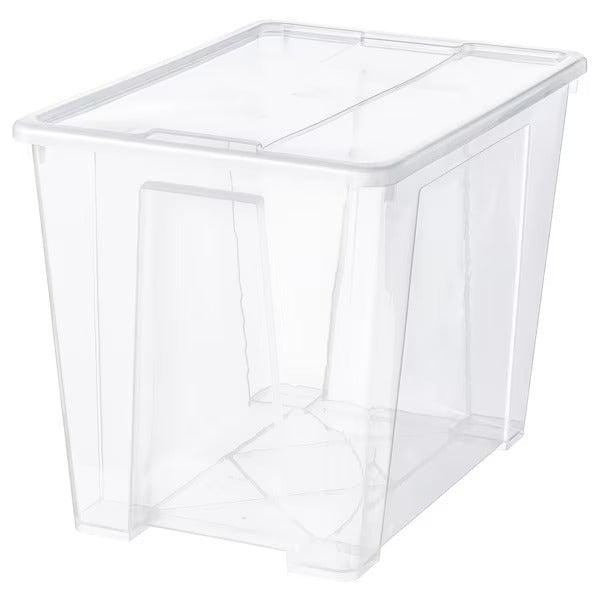 SAMLA Box with lid, transparent, 57x39x28 cm/45 l