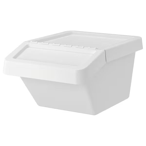 SORTERA Waste sorting bin with lid, white, 60 l