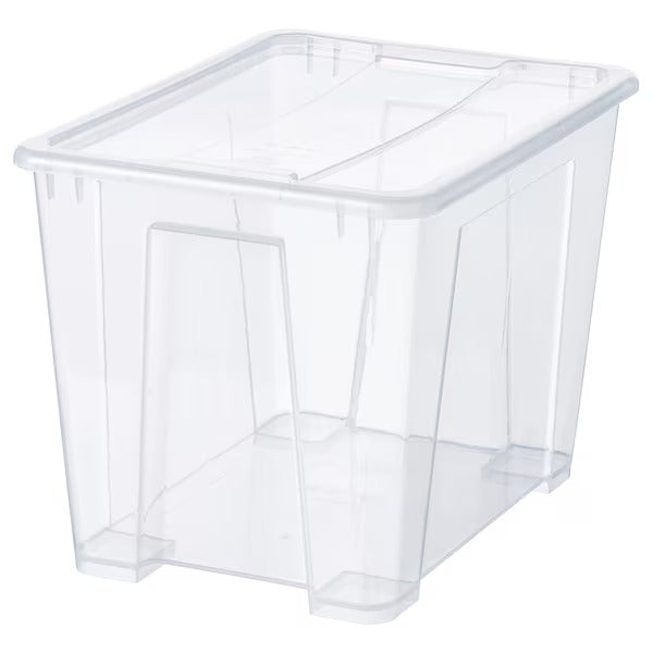 SAMLA Box with lid, transparent, 57x39x28 cm/45 l