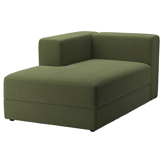 JÄTTEBO Chaise longue module, left, with armrest/Samsala dark yellow-green