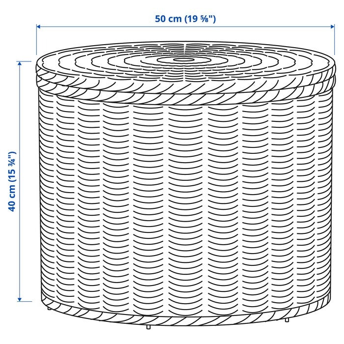 TOLKNING Pouffe with storage, handmade rattan