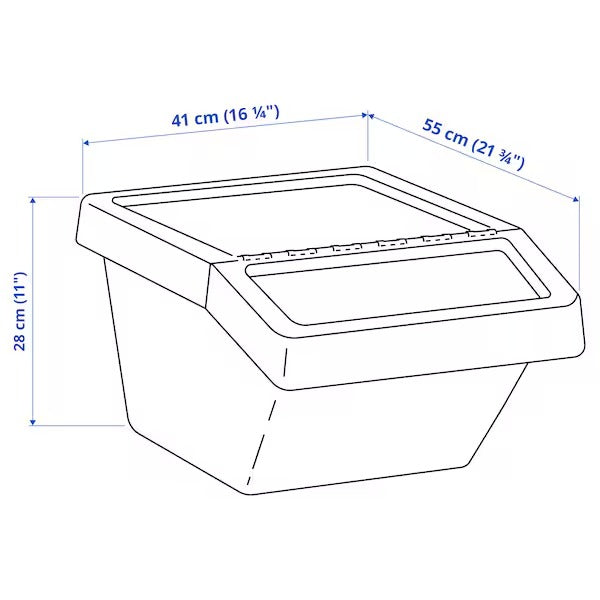 SORTERA Waste sorting bin with lid, white, 60 l