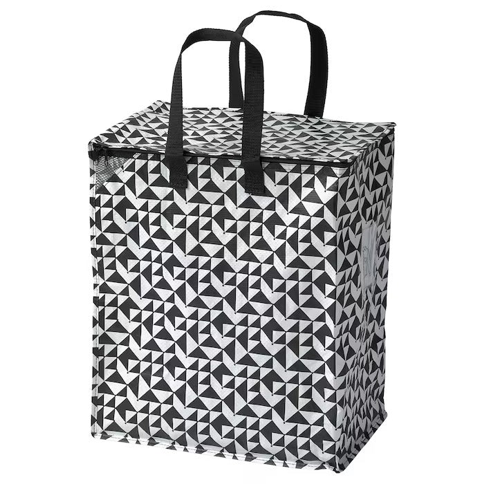 KNALLA Bag, black/white, 40x25x47 cm/47 l