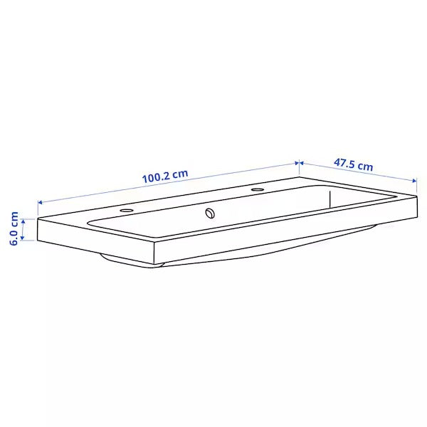 New BACKSJÖN Wash-basin with water trap, white, 80x48 cm