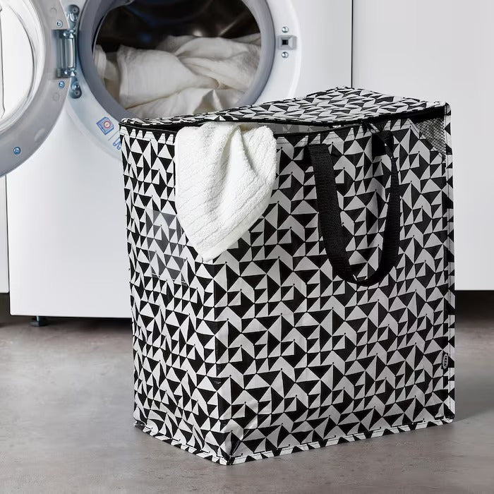 KNALLA Bag, black/white, 40x25x47 cm/47 l