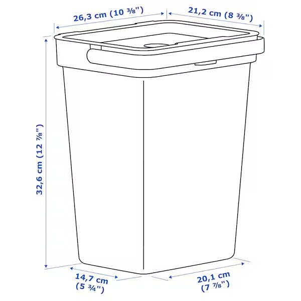 HÅLLBAR Bin with lid, light grey, 10 l