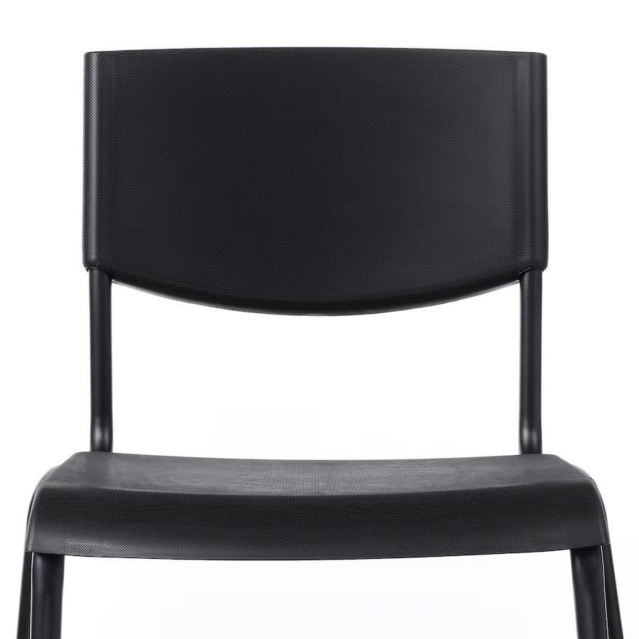 STIG Bar stool with backrest, black/black, 74 cm