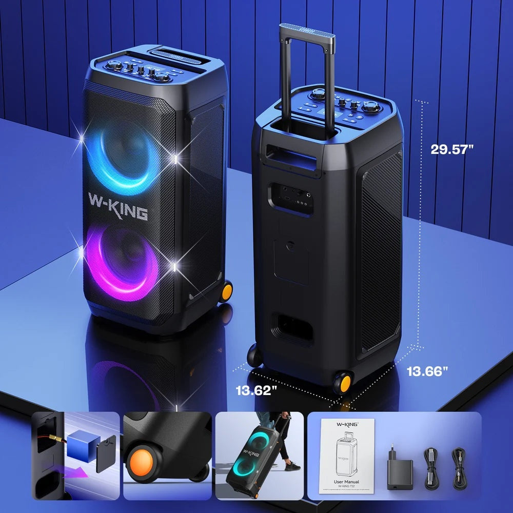 W-KING - T12 270W RMS With Subwoofer Bass Powerful Bluetooth Party Speaker