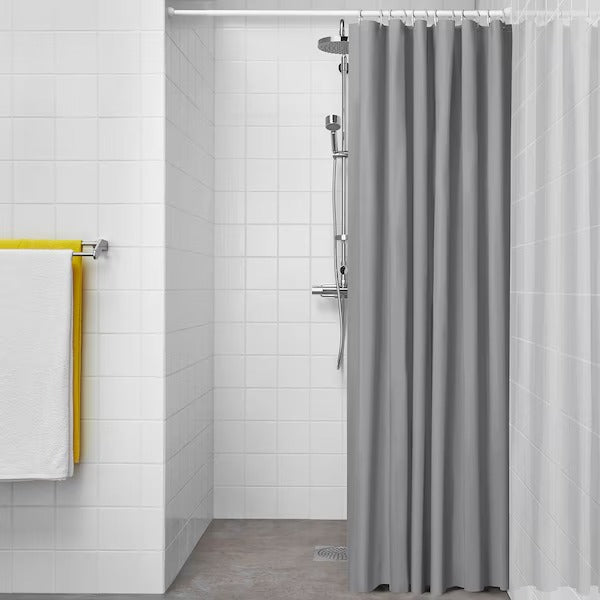 LUDDHAGTORN Shower curtain, grey, 180x200 cm