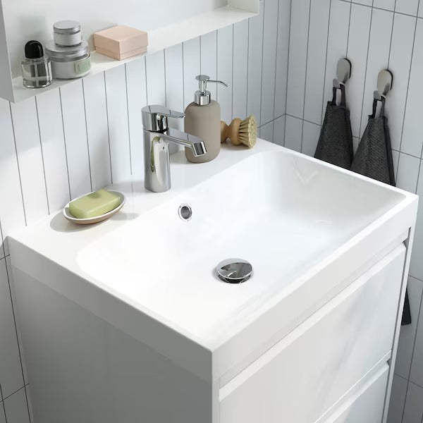 New BACKSJÖN Wash-basin with water trap, white, 80x48 cm