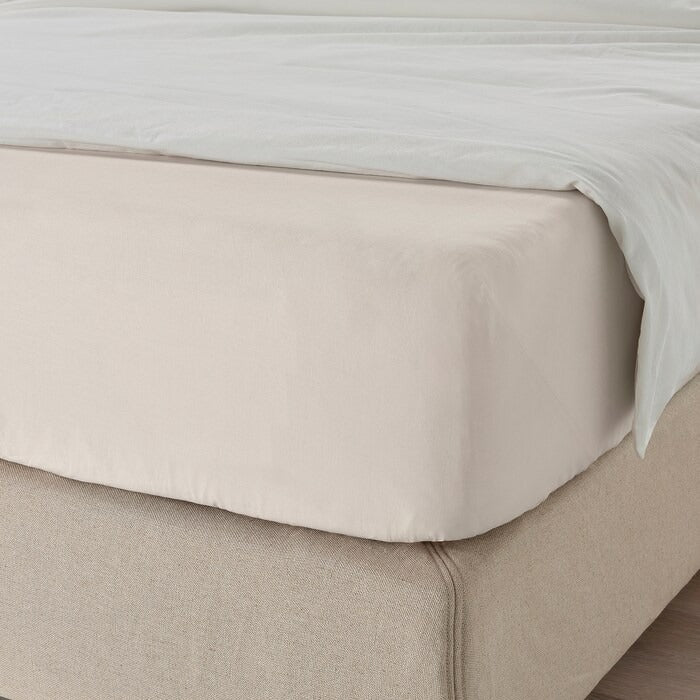 DVALA Fitted sheet, beige, 90x200 cm