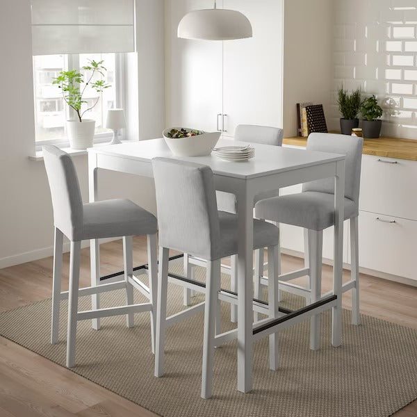 EKEDALEN / EKEDALEN Bar table and 4 bar stools, white/Hakebo beige, 120 cm