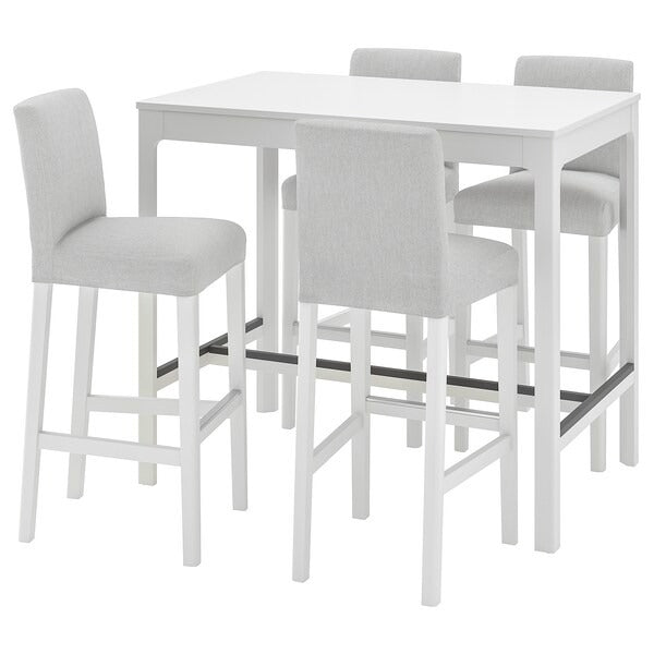 EKEDALEN / EKEDALEN Bar table and 4 bar stools, white/Hakebo beige, 120 cm