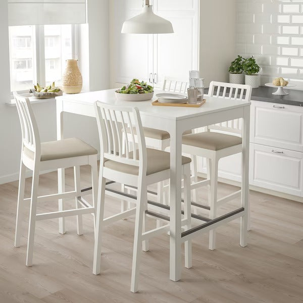 EKEDALEN / EKEDALEN Bar table and 4 bar stools, white/Hakebo beige, 120 cm