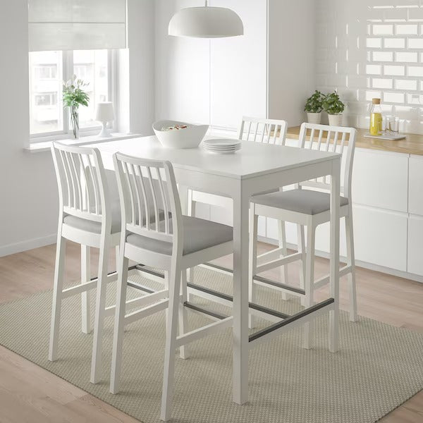 EKEDALEN / EKEDALEN Bar table and 4 bar stools, white/Hakebo beige, 120 cm