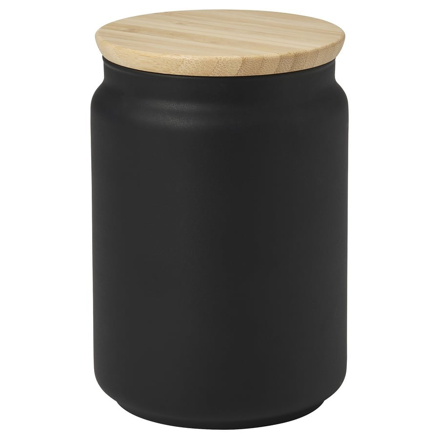 EKLATERA Jar with lid, black, 1 l