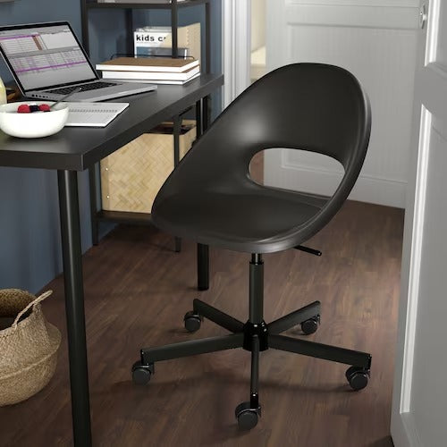 ELDBERGET / MALSKÄR Swivel chair, dark grey/black