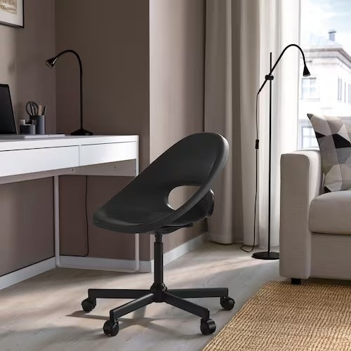 ELDBERGET / MALSKÄR Swivel chair, dark grey/black