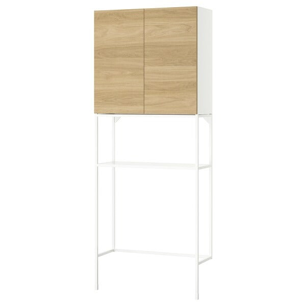 ENHET Storage combination, white/oak effect, 80x32x204 cm