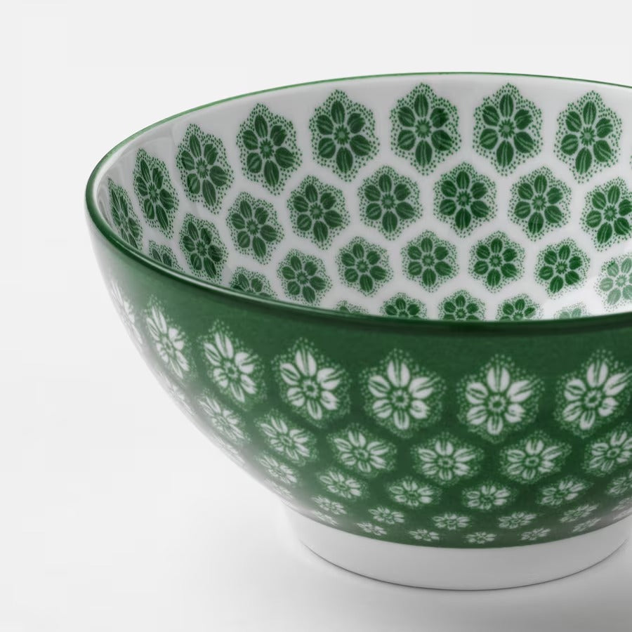 ENTUSIASM Bowl, patterned/green, 12 cm