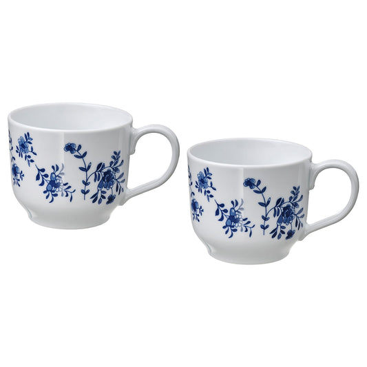 ENTUSIASM Jumbo cup, patterned/white blue, 50 cl