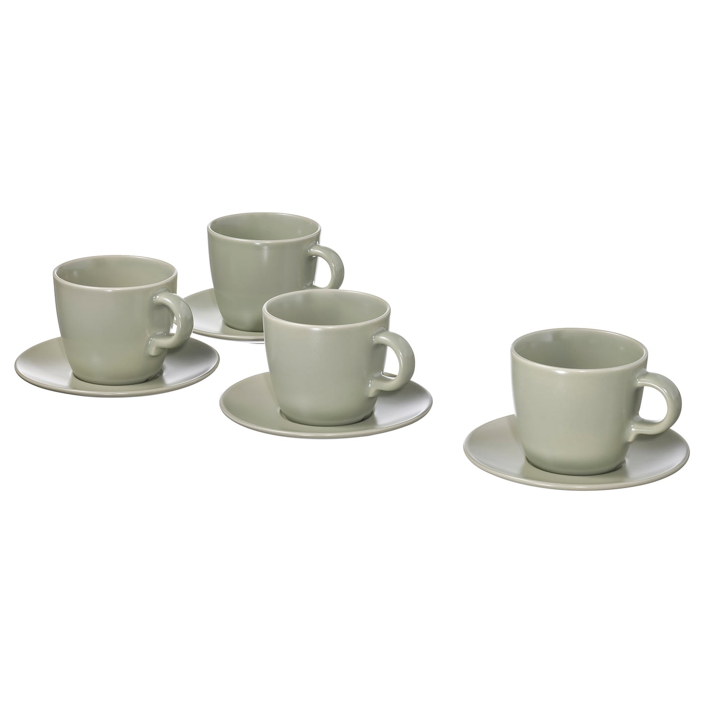 FÄRGKLAR Cup with saucer, glossy beige, 25 cl