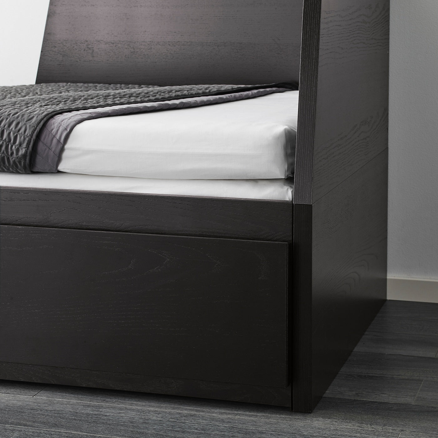 FLEKKE Day-bed w 2 drawers/2 mattresses, black-brown/Åfjäll medium firm, 80x200 cm