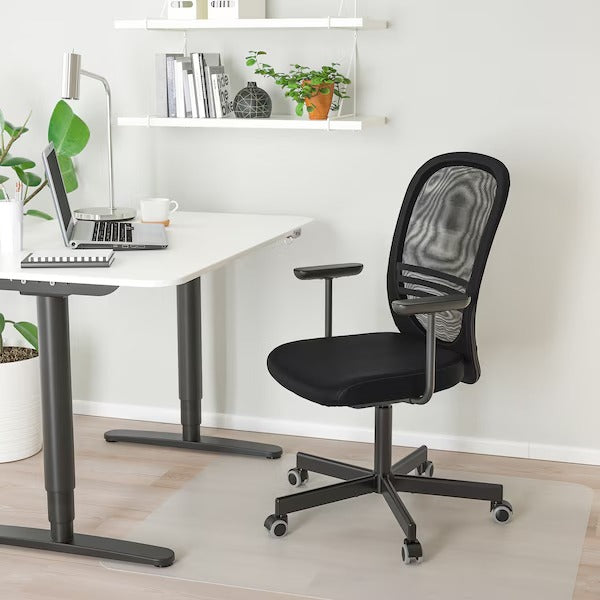 FLINTAN Office chair with armrests, black