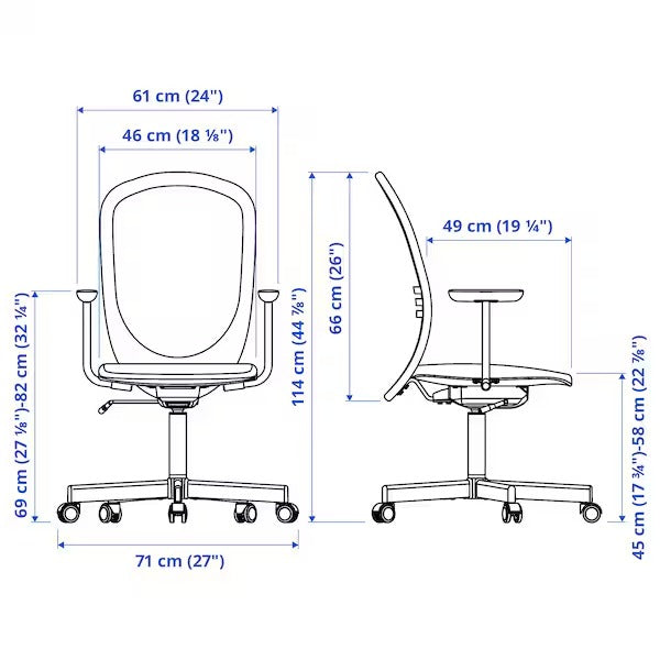 FLINTAN Office chair with armrests, black